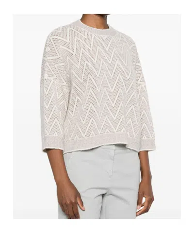 Peserico Zigzag-knit Sweater In Gray