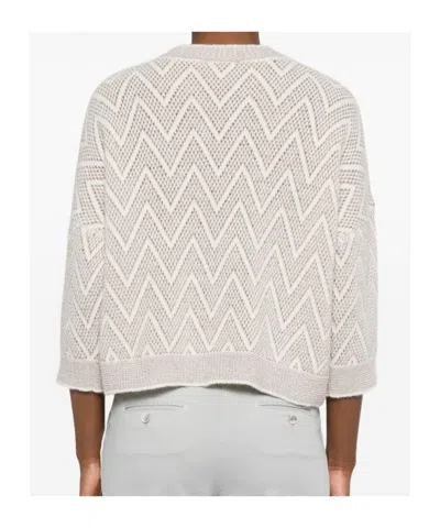 Peserico Zigzag-knit Sweater In Gray