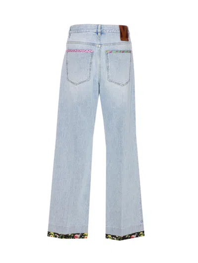 Valentino Embroidered Denim Trousers Woman Light Denim 28 In Blue