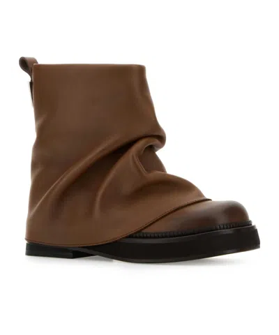 Attico Caramel Leather Mini Robin Ankle Boots
