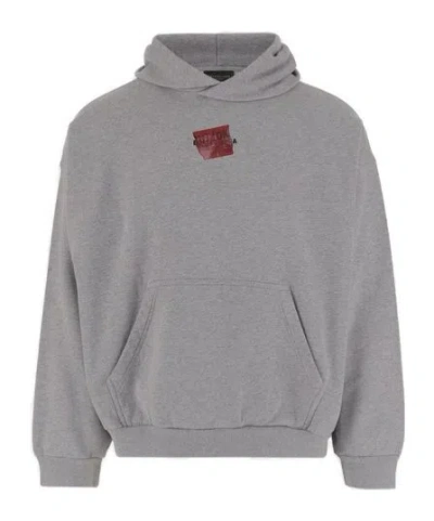 Balenciaga Light Grey Cotton Sweatshirt With Print In Gray