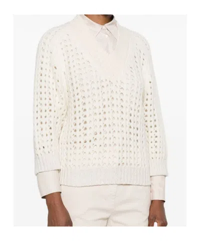 Peserico V-neck Open-knit Sweater