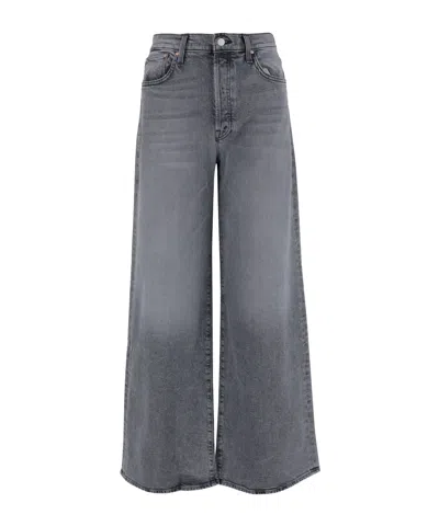 Mother Logo Patch Wide Leg Jeans In Gray