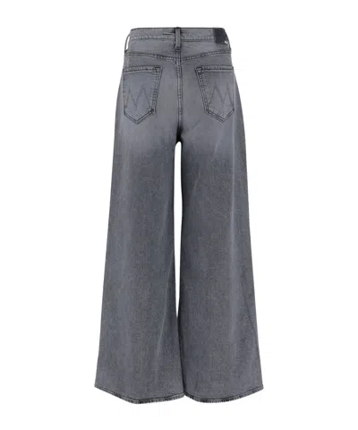 Mother Logo Patch Wide Leg Jeans In Gray