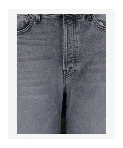 Mother Logo Patch Wide Leg Jeans In Gray