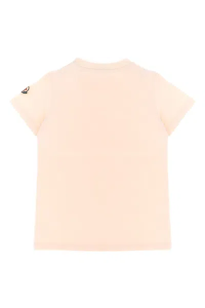 Moncler Enfant Logo Embroidered Crewneck T-shirt In Pink