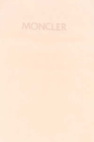 Moncler Enfant Logo Embroidered Crewneck T-shirt In Pink