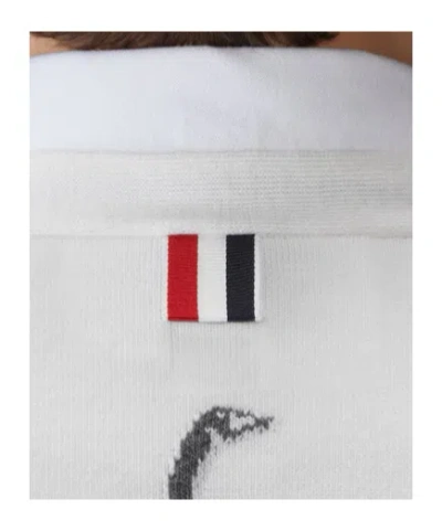 Thom Browne Pattern-intarsia Virgin Wool Cardigan In White