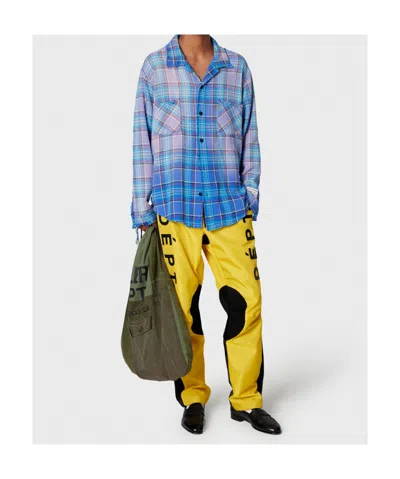 Gallery Dept. Mens Blue Multi Marley Flannel Checked Cotton Shirt In Blue