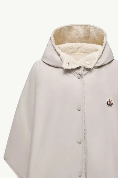 Moncler Double Hooded Cape In Neutral