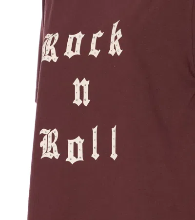 Zadig & Voltaire Crewneck Graphic Print Rock N Roll Beaded Top In Burgundy