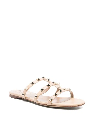 Valentino Garavani  Garavani - Rockstud Leather Slides In Brown