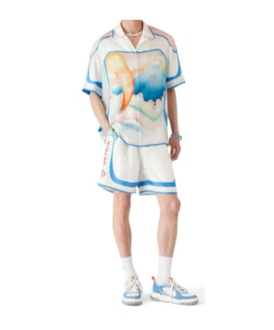 Casablanca Mens Fuji Dream Cuban Collar Printed Silk Shirt In White