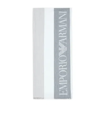 Emporio Armani Logo-jacquard Fringed Scarf In Multi