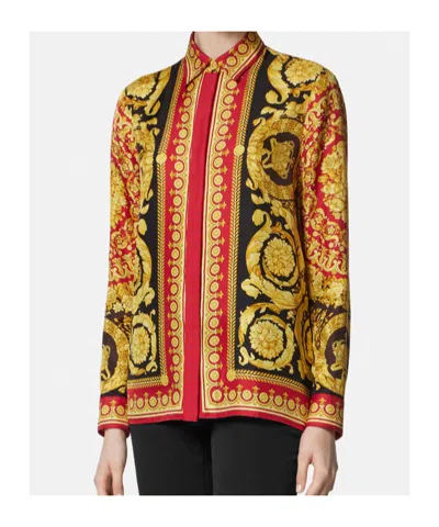 Versace Chemise Barocco Silk In Multi