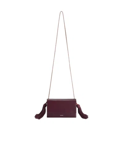 Jil Sander Tassel Shoulder Bag In Viola Leather