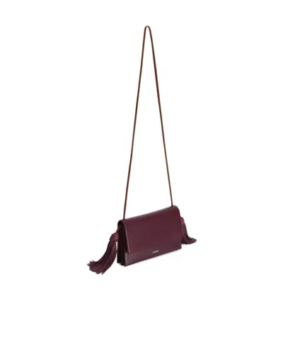 Jil Sander Tassel Shoulder Bag In Viola Leather