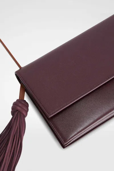Jil Sander Tassel Shoulder Bag In Viola Leather