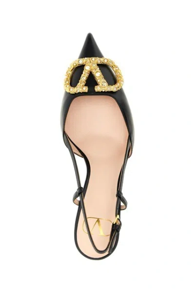 Valentino Vlogo Signature Slingback Pointed Toe Pumps In Black