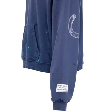 Gallery Dept. Chateau Ranch Distressed Paint-splattered Logo-print Supima Cotton-jersey Hoodie In Blue