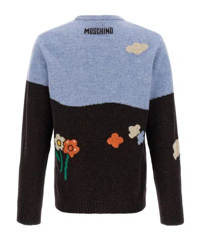Moschino Wool Crew Neck Sweater With Graphic Design