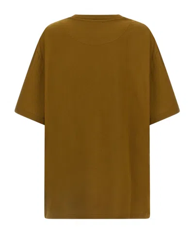 Attico Embroidered Logo T-shirt With Asymmetric Hem In Green