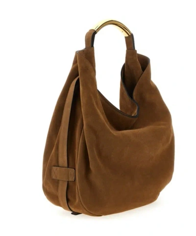 Moschino Medium Handle Me Suede Shoulder Bag