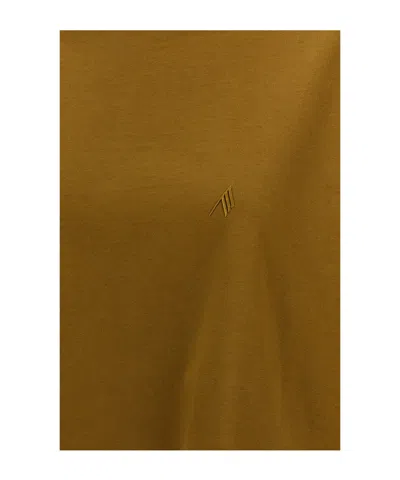 Attico Embroidered Logo T-shirt With Asymmetric Hem In Green