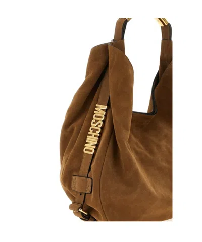 Moschino Medium Handle Me Suede Shoulder Bag