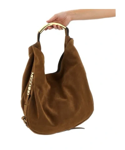 Moschino Medium Handle Me Suede Shoulder Bag