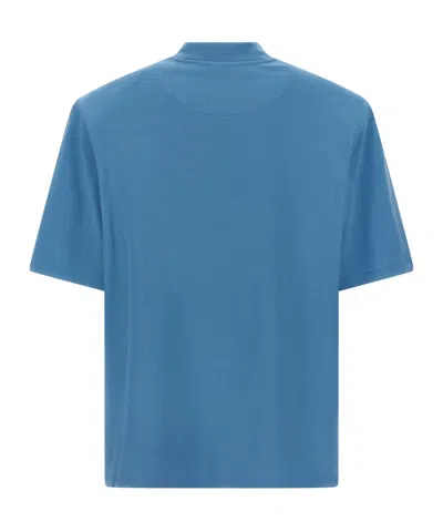 Attico Maxi Shoulder Strap T-shirt Light Blue In Blue