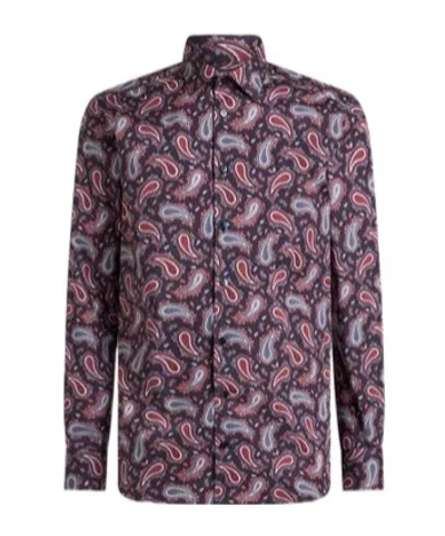 Etro Cotton Shirt With Paisley Print In Red