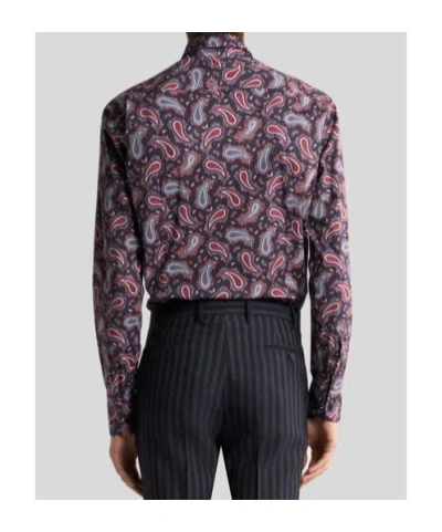 Etro Cotton Shirt With Paisley Print In Red
