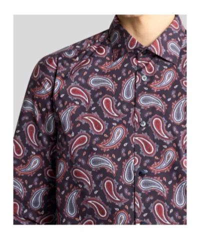 Etro Cotton Shirt With Paisley Print In Red