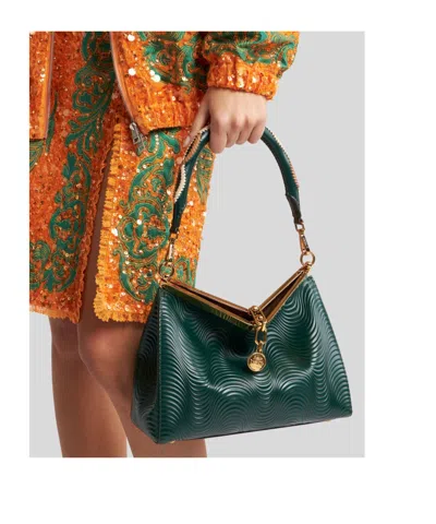 Etro Medium Vela Bag With Wavy Motif And Clutch