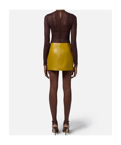Elisabetta Franchi Bodysuit In Jacquard Tulle Fabric With Diamonds