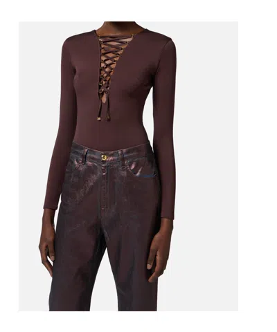 Elisabetta Franchi Bodysuit In Jersey Fabric With Laces