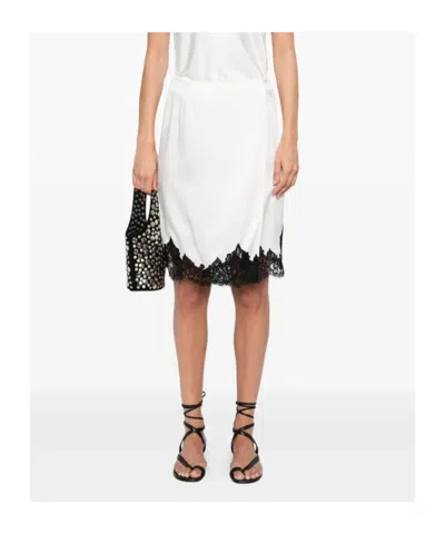 Stella Mccartney Jupe Midi En Satin Avec Dentelle