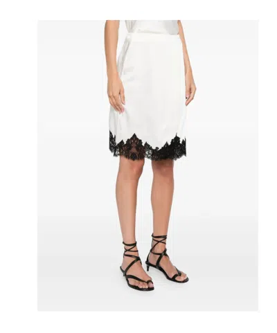 Stella Mccartney Jupe Midi En Satin Avec Dentelle