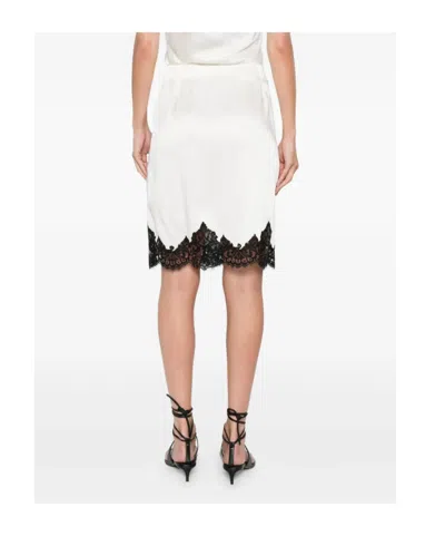 Stella Mccartney Jupe Midi En Satin Avec Dentelle