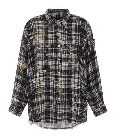 R13 Fringed Oversized Cotton Shirt In Black