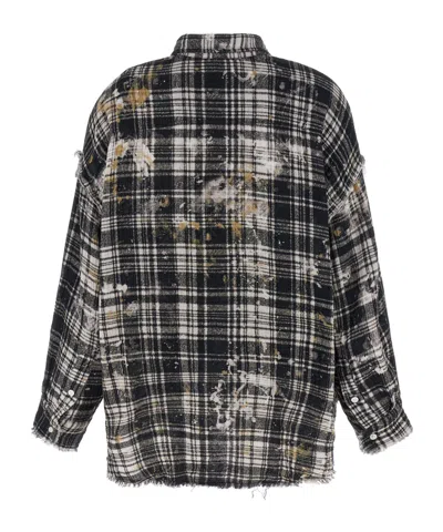 R13 Fringed Oversized Cotton Shirt In Black