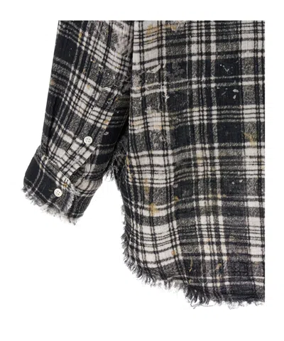R13 Fringed Oversized Cotton Shirt In Black