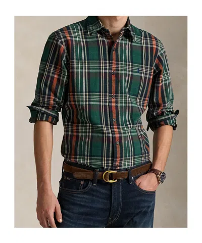 Polo Ralph Lauren Button-down Collar Checked Cotton Oxford Shirt In Green
