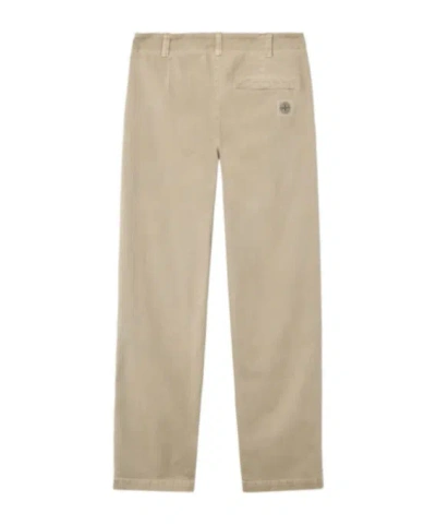 Stone Island Regular-fit Chino Pants With Pockets And Compass Patch In White