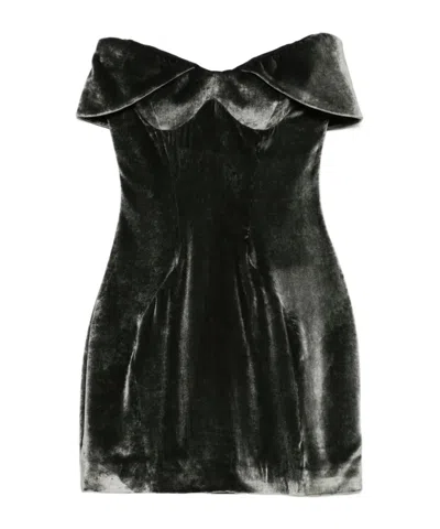 Mugler Velvet Mini Dress In Black