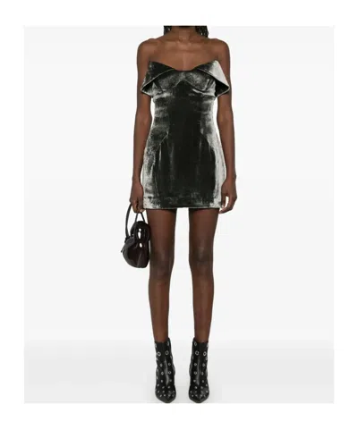 Mugler Velvet Mini Dress In Black