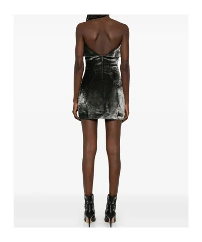Mugler Velvet Mini Dress In Black