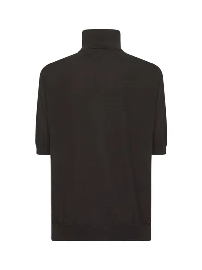 Prada High Collar Short Sleeve Sweater In Black