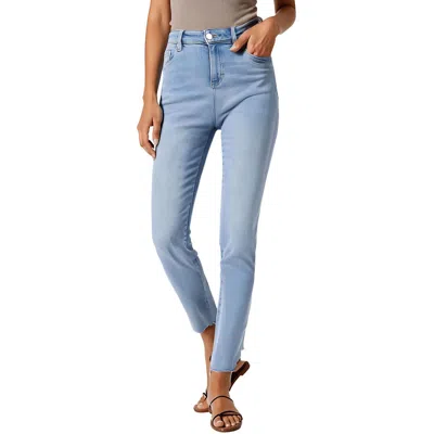 Karen Kane Womens Raw Hem Denim Straight Leg Jeans
